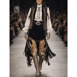 Vintage 90s Tanzara Black Velvet Beaded Embellished Open Vest Boho Festival